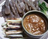 焼き葱とねじり蒟蒻の柚子味噌ダレ作り方4写真