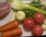 野菜と鶏胸肉のスープ…ミートソースにも。作り方1写真