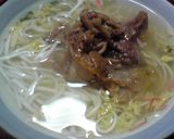 「スープでうどん」で豚かすうどん風作り方3写真