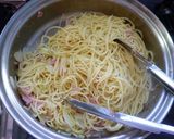 水菜とツナのベーコンパスタ作り方7写真