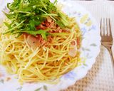 水菜とツナのベーコンパスタ作り方8写真