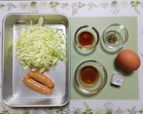 ソーセージ卵千切りキャベツ丼！簡単ランチ！夕飯も作り方1写真