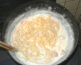 鍋一つで低カロリーのエビ入りカルボナーラ作り方6写真