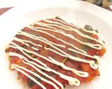 キムチとトマト味の餅入り韮のお好み焼き作り方7写真