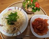 大葉としめじの豆乳たらこクリームパスタ作り方5写真
