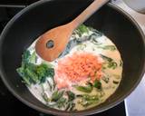 鮭フレークと菜の花の✿豆乳クリームパスタ作り方4写真