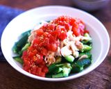 花椒トマトポン酢タレでささみきゅうり和え作り方14写真