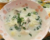 たらと白菜の豆乳だしスープ作り方7写真