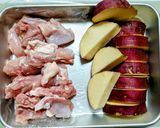 簡単今日の夕飯！さつまいもと鶏肉の煮物作り方1写真