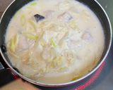 たらと白菜の豆乳だしスープ作り方5写真