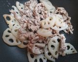 簡単夕飯！豚こまとれんこんの照り焼き主菜！弁当作り方6写真