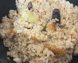 もつ鍋スープでネギとエリンギの炊き込みご飯作り方3写真