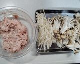 鶏団子ときのこのお汁作り方1写真