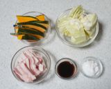 かぼちゃと豚肉のホッコリ重ね煮作り方1写真