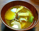 さつまいも、エリンギ、長葱のお味噌汁作り方5写真