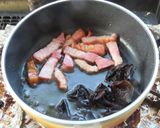 ベーコン白菜キクラゲ青唐辛子の中華パスタ作り方5写真