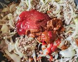 アスパラと挽き肉のデミグラスナポリタン🍝作り方5写真