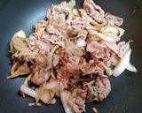 今日の夕飯舞茸豚こまポークチャップ肉料理作り方6写真