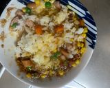 レンジ中華風梅トマトシーフード炒飯弁当作り方8写真