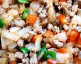エスニック風パプリカとピーマンのひき肉丼作り方3写真