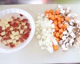 さつまいもときのこの豆乳チャウダー作り方1写真