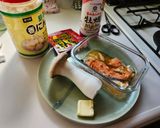 秋の夕飯！エリンギと秋鮭の和風醤油パスタ作り方1写真