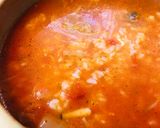 鍋の〆●トマト缶プラス鍋からの玉子雑炊作り方1写真