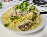 男子飯！炭火焼きチキンの豆乳チーズクリームパスタ作り方7写真