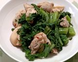 ワサビ菜と鶏もも肉の柚子胡椒炒め煮作り方10写真