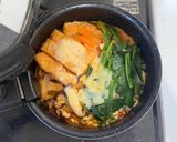 ニラ人参椎茸油揚げチーズの辛ラーメン作り方4写真