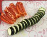 ズッキーニとパプリカのひき肉餡がけ作り方1写真
