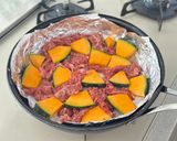 牛肉とかぼちゃのバターしょうゆ蒸し作り方3写真