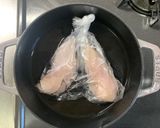 ポリ袋で湯煎『ささみの白だし生姜漬け』作り方3写真