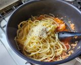 夏の夕飯！自作ミートソースでエビミートパスタ作り方6写真