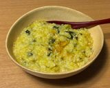 カボチャとほうれん草と鶏ミンチのおかゆ作り方4写真