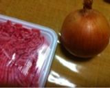 美味しく簡単時短ひき肉とタマネギの炒め物作り方1写真