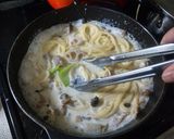 チンゲン菜とレンコンのクリームパスタ作り方8写真