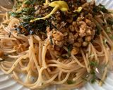 納豆バター醤油パスタ ベランダ大葉のせ作り方4写真