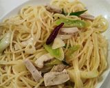 簡単 白ネギと鶏ハムのペペロンチーノ作り方6写真