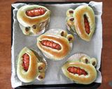 ワニのほうれん草入りウインナーパン作り方10写真