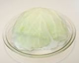海老入り豆腐の春キャベツ茶巾蒸し作り方1写真