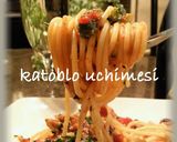 海老と菜の花、ごぼうのパスタ作り方8写真