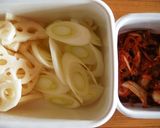 れんこんと長ネギのキムチチーズ焼き作り方1写真