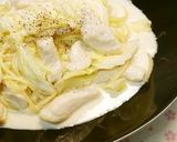 キャベツと鳥胸肉のレモンクリームパスタ作り方5写真