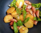 子供喜ぶ簡単夕飯ピーマン入りジャーマンポテト副菜作り方9写真