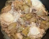 白菜と豚肉とおあげの卵落とし作り方6写真
