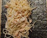 鮭鱈子パスタとろろ昆布のせ海苔まき作り方2写真