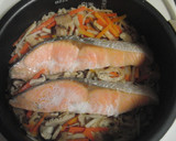 ♡親子風　鮭とゴボウの炊き込みご飯♡　作り方4写真
