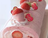 ベビーピンクの苺レアチーズロールケーキ作り方33写真