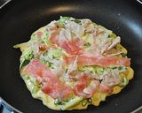 カリフラワーの葉でお好み焼き作り方2写真